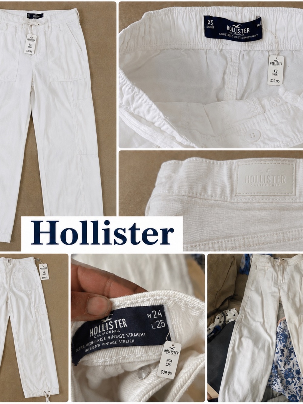 Hollister White High-Rise Straight Girls' Pants